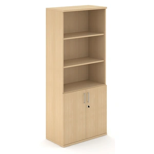 NARBUTAS Uni Melamine Office Lockable Cabinet w/3 Open Shelves & 2 Doors