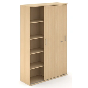 NARBUTAS Uni Melamine Office Lockable Cabinet w/Sliding Doors & 10 Shelves