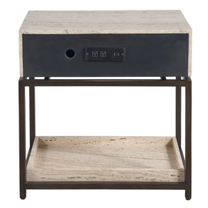 Universal Furniture Dove Wood/Metal Nightstand w/Drawer, White Travertine
