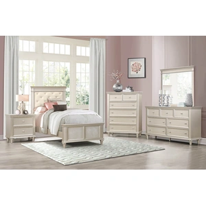 Homelegance Celandine Leatherette/Wood Tufted Platform Youth Bedroom Set, Silver