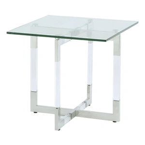 Chintaly Imports Yasmin Glass Lamp Side Table w/Floating Acrylic Base & Steel