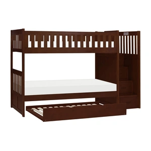 Homelegance Rowe Wood/Wood Veneer Bunk Bed w/Reversible Step Storage, Dark Cherry