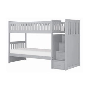 Homelegance Orion Wood Bunk Bed w/ Reversible Step Storage, Twin/Twin Size, Gray