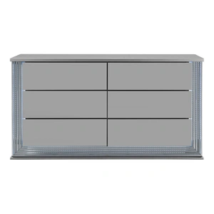 Global Furniture USA Ylime 6-Drawer Wood Veneer Dresser w/LED Lighting