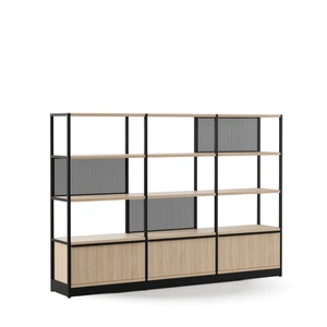 NARBUTAS Combus Office Freestanding Shelving Unit 3x4 with Wide Shelves & Cabinets