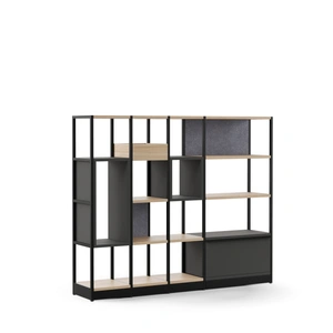 NARBUTAS Combus Office Freestanding Shelving Unit 4x4 with Shelves Boxes, Planter Box & Cabinet