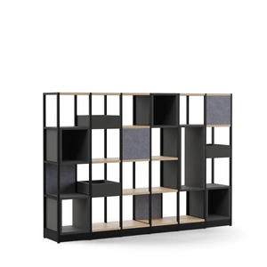 NARBUTAS Combus Office Freestanding Shelving Unit 6x4 with Shelves Boxes, Planter Boxes & PET Felt Back Panels