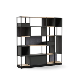NARBUTAS Combus Office Freestanding Shelving Unit 4x5 with Shelves Boxes, Planter Boxes, Cabinet with Drawer & PET Felt Back Panels