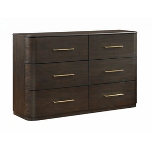 Cosmos Furniture Blake Modern 6-Drawer Dresser with Gold Hardware in Brown