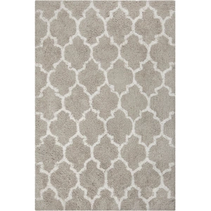Chandra Zoya Polyester Rectangular Handmade Rug, Silver/White