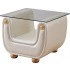 Clear Glass/Beige Leather