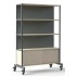 ZWL123 - Mobile shelving unit with 2 fixed shelves, cabinet and back panel