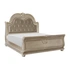 Cavalier Leatherette/Wood/Wood Veneer Tufted Sleigh Bed, Queen Size