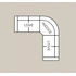 3-Piece Sectional (2 x Loveset + Wedge + Arms)