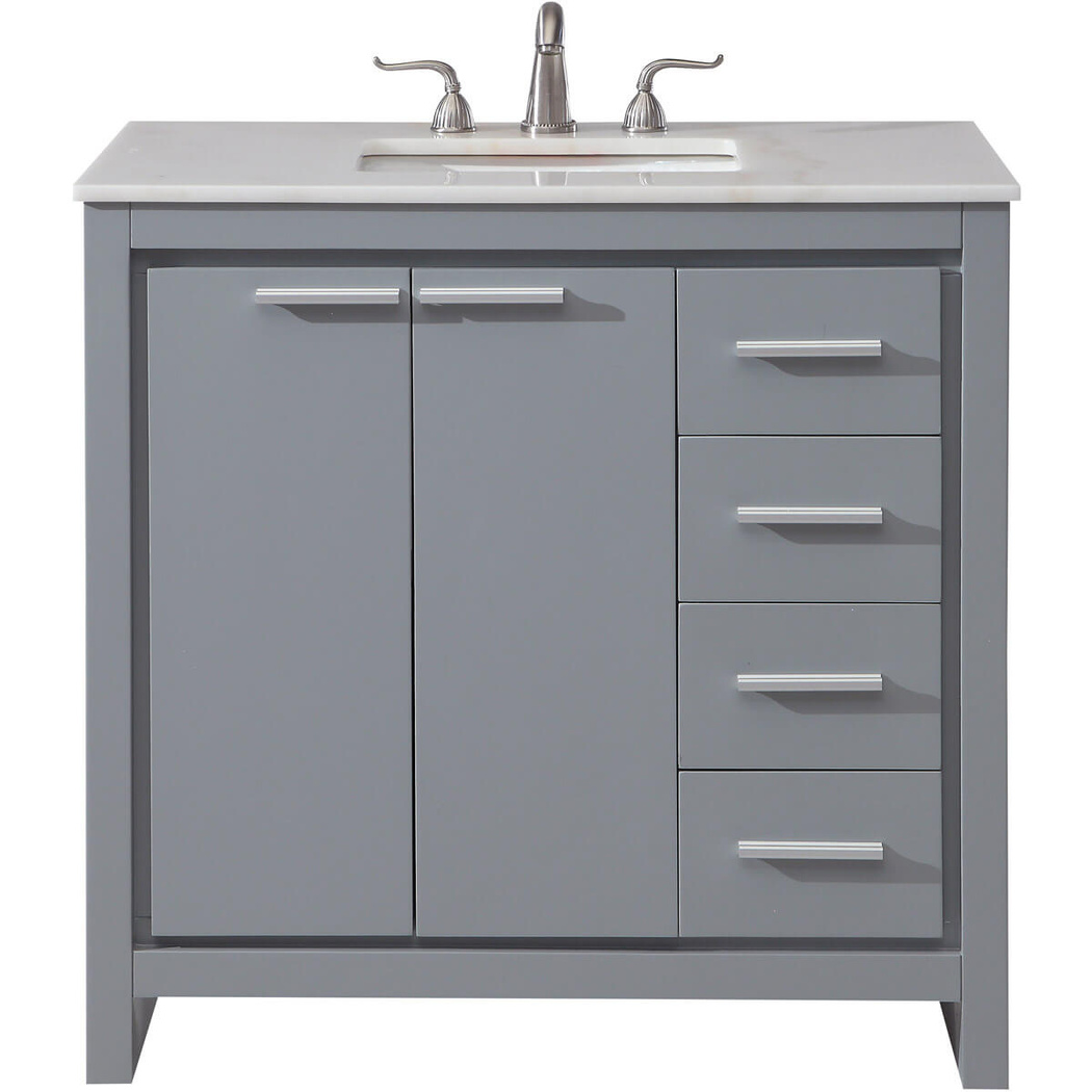 Filipo 36" Single Bathroom Vanity Set, Grey by Elegant Lighting